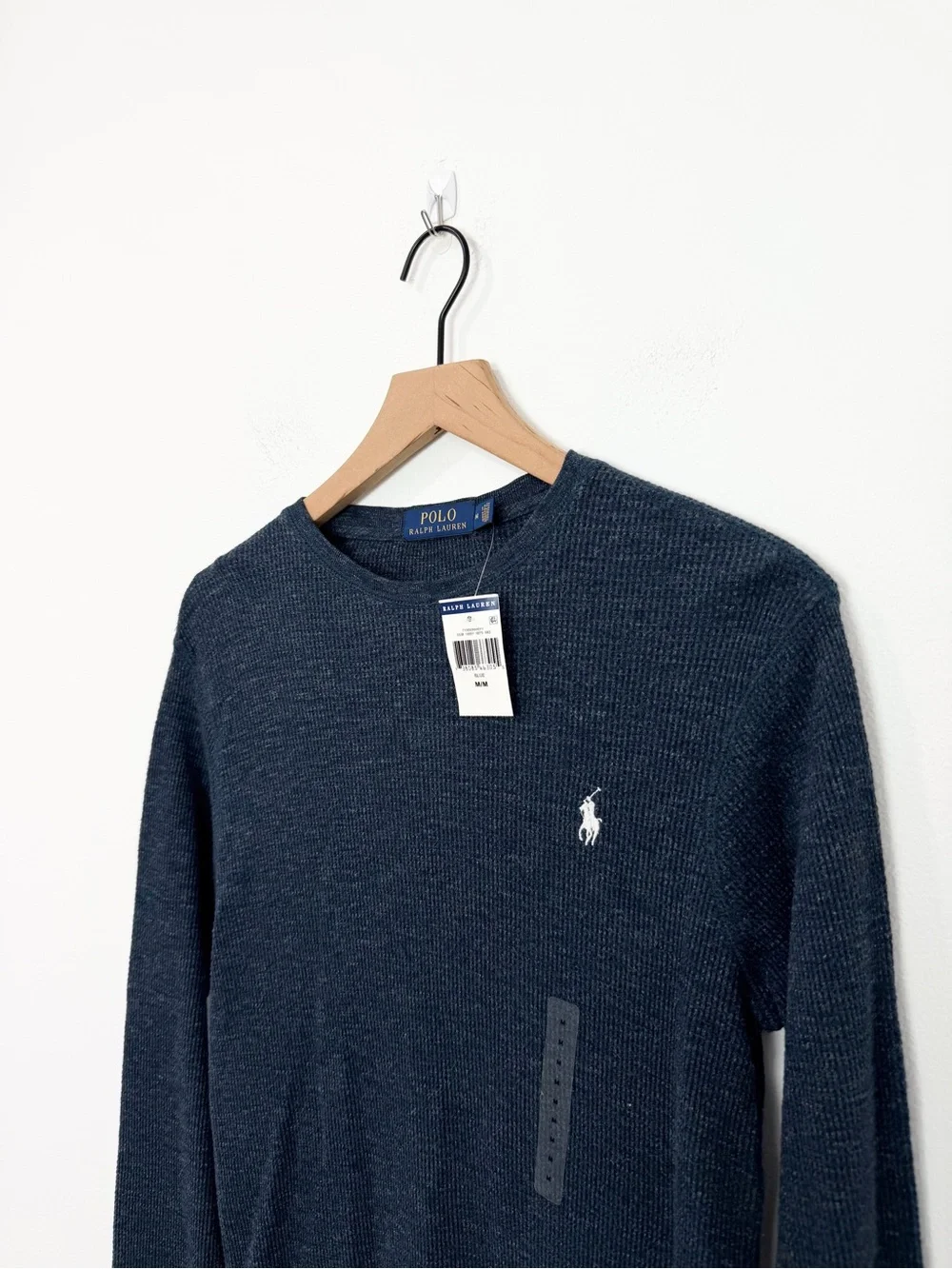 Polo Ralph Lauren Waffle Knit Cotton Crewneck Long Sleeve Top Size Medium